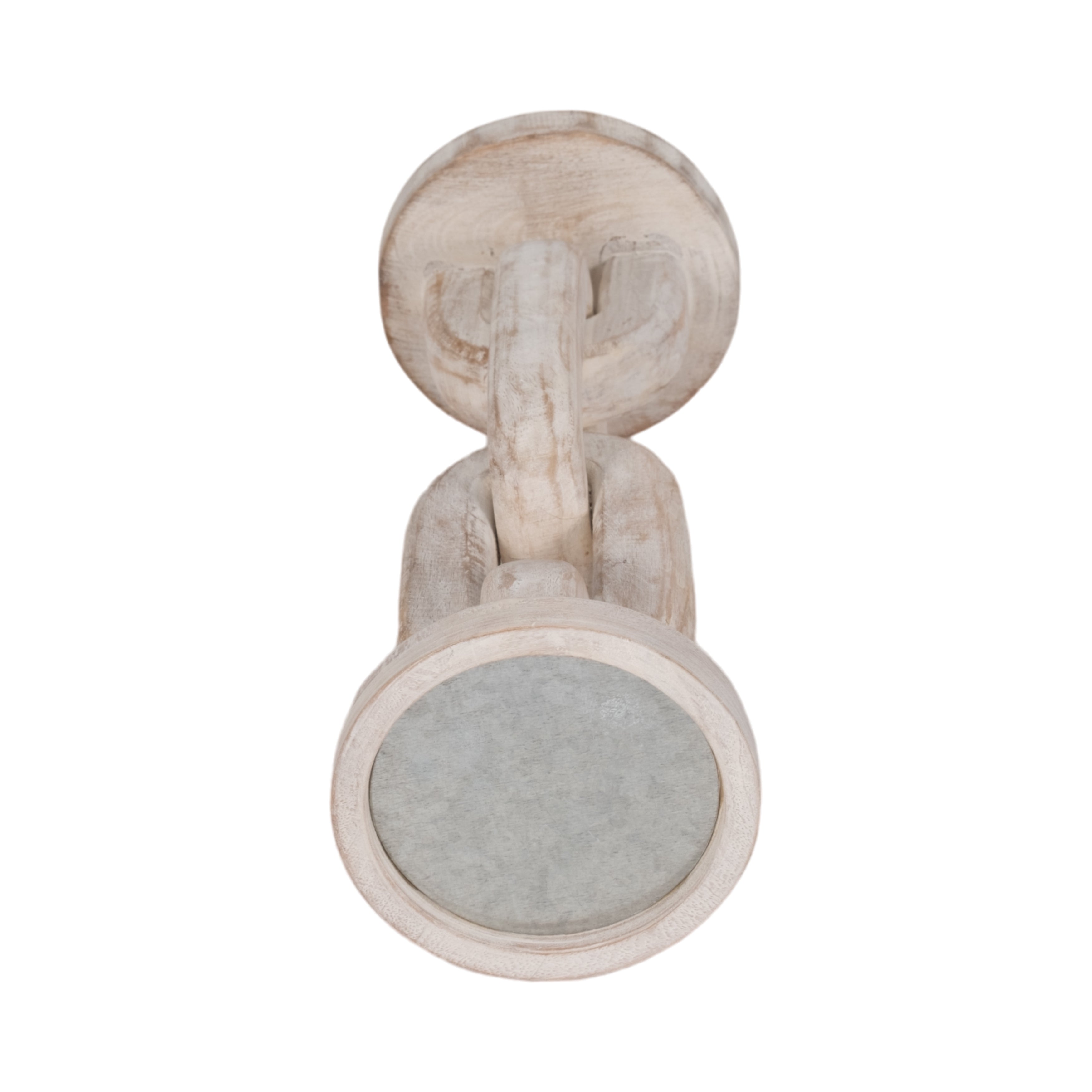 Wood, 11" Chain Pillar Candle Holder, White - Decor Addict, LLC