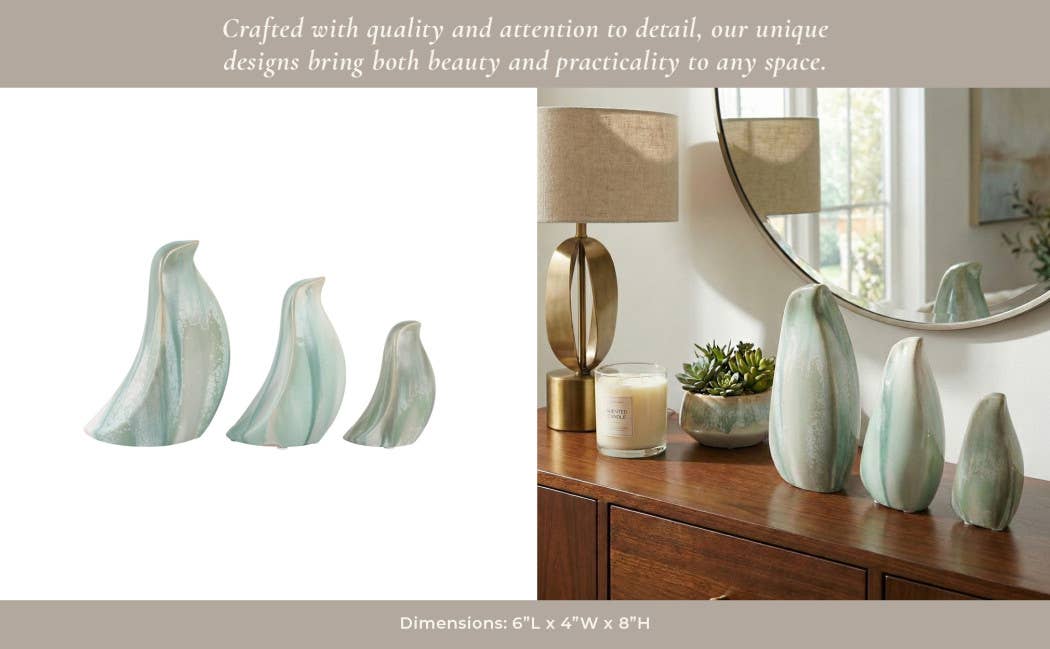 Decorative Objects Set of 3 - Blue Resin Bird, 5/7/8 in. - Decor Addict, LLC