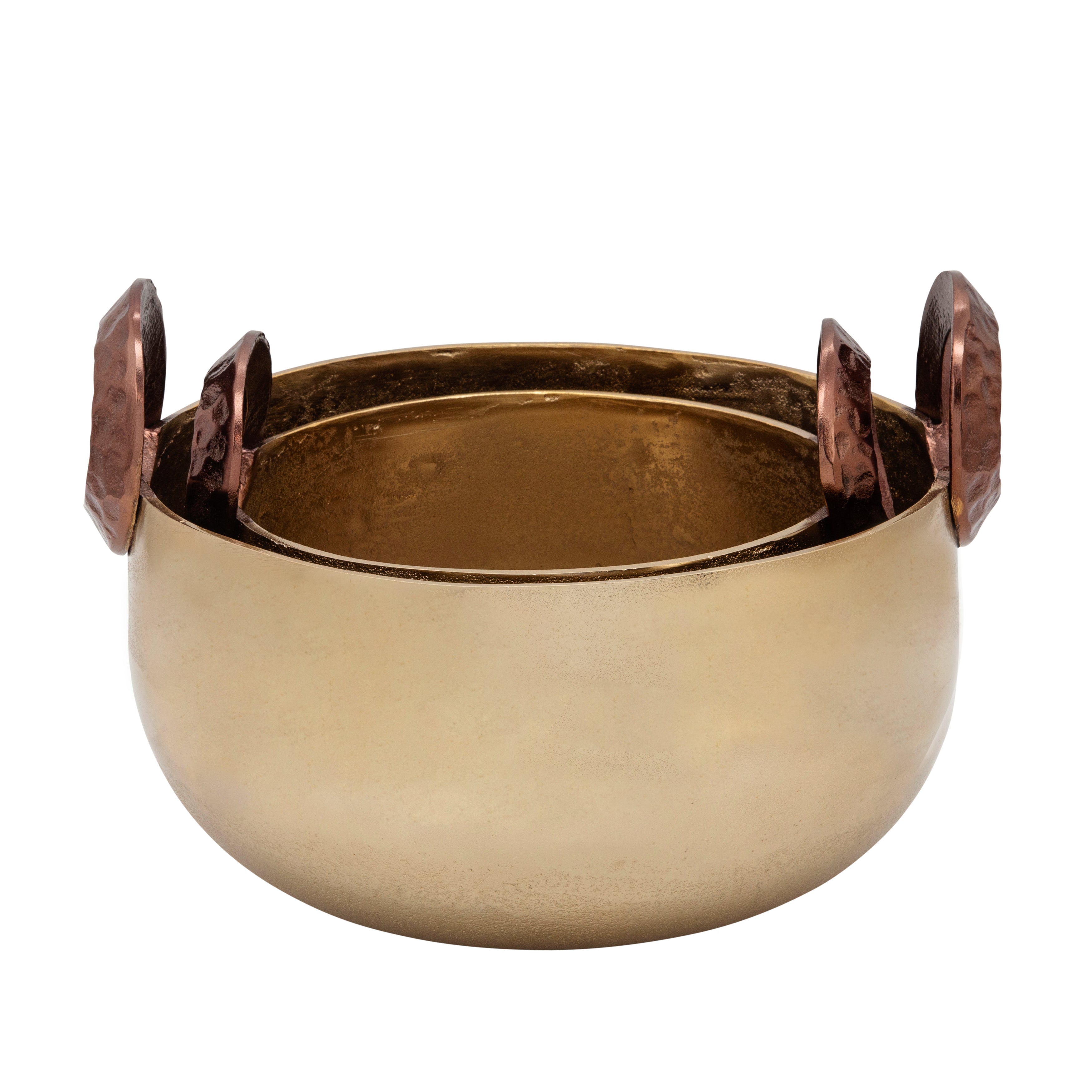 S/2 10/12" Bowl With Handles, Gold - Decor Addict, LLC