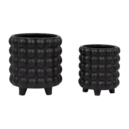 S/2 6/8" Bubble Planters, Matte Black - Decor Addict, LLC