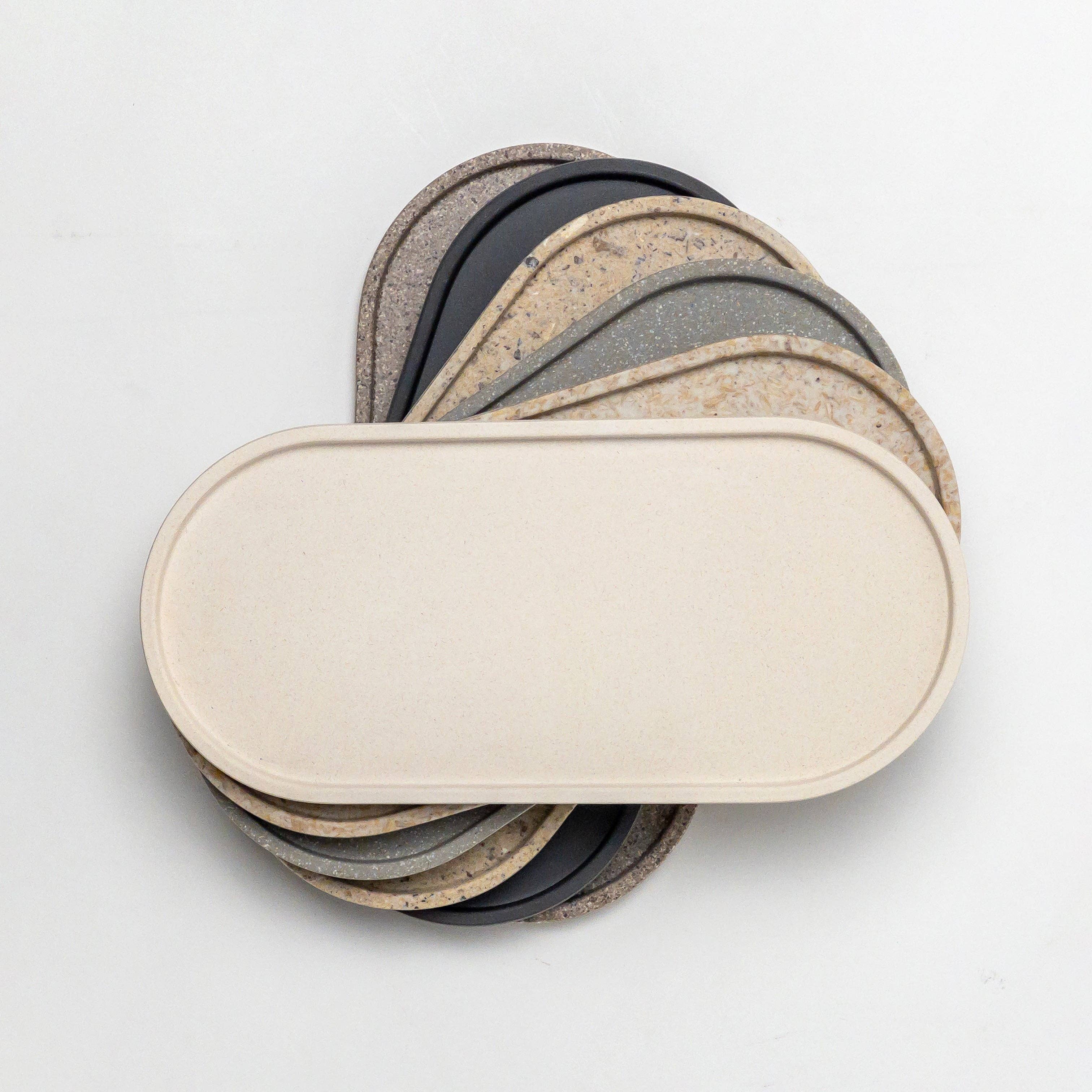 8.5” Upcycled Oval Decor Trays: Bamboo Fibre Dusty Pink - Decor Addict, LLC