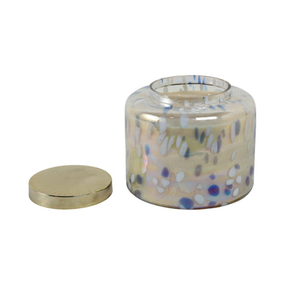 9" 180 Oz Jasmine Speckle Candle, Light Blue/go - Decor Addict, LLC