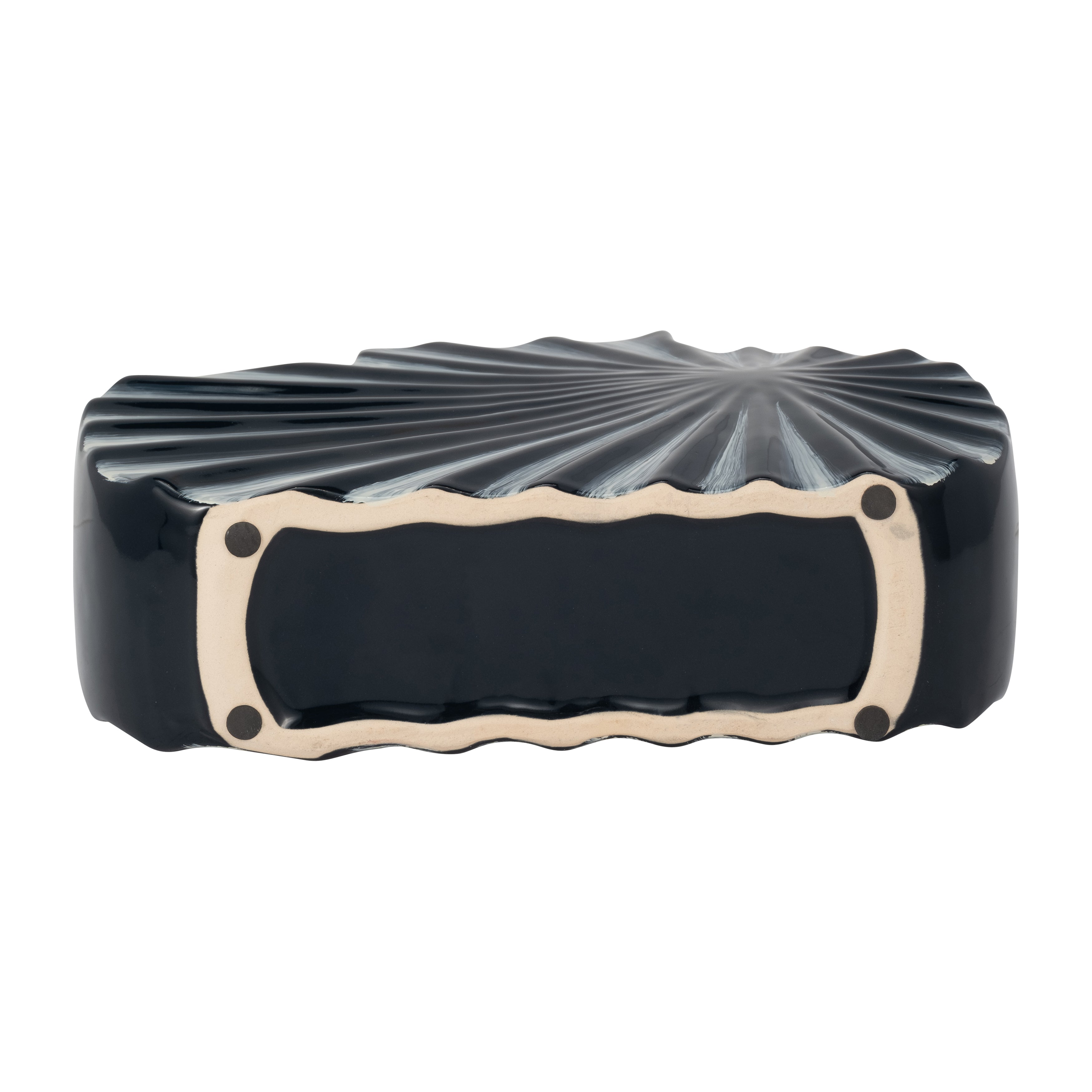 Cer, 8"h Textured Vase, Nvy Blue/cream - Decor Addict, LLC