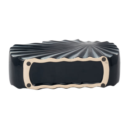 Cer, 8"h Textured Vase, Nvy Blue/cream - Decor Addict, LLC