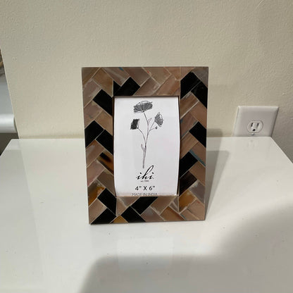 Blue & Brown Horn Chevron Frame - Decor Addict, LLC