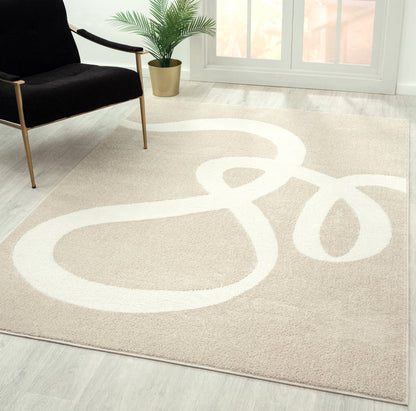 Modern Abstract Decorative Neutral Beige Area Rug: 2' x 3' - Decor Addict, LLC