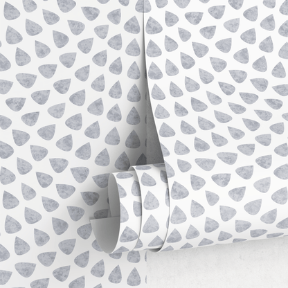 Abstract Wallpaper with a Scalloped Teardrop Motif in Gray - A064 - Decor Addict, LLC