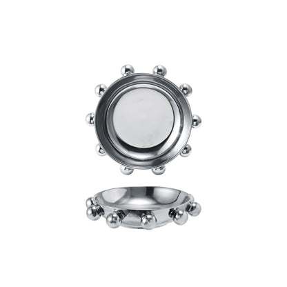 Stoneware Dish w/ Balls, Chrome Finish