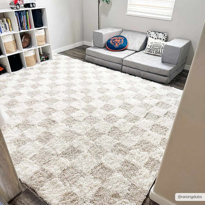 Atira Light Brown Checkered Area Rug - Decor Addict, LLC