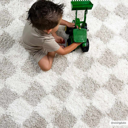 Atira Light Brown Checkered Area Rug - Decor Addict, LLC