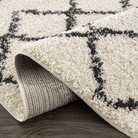 Wallagrass Beige/Black Trellis Tassel Shag - Decor Addict, LLC