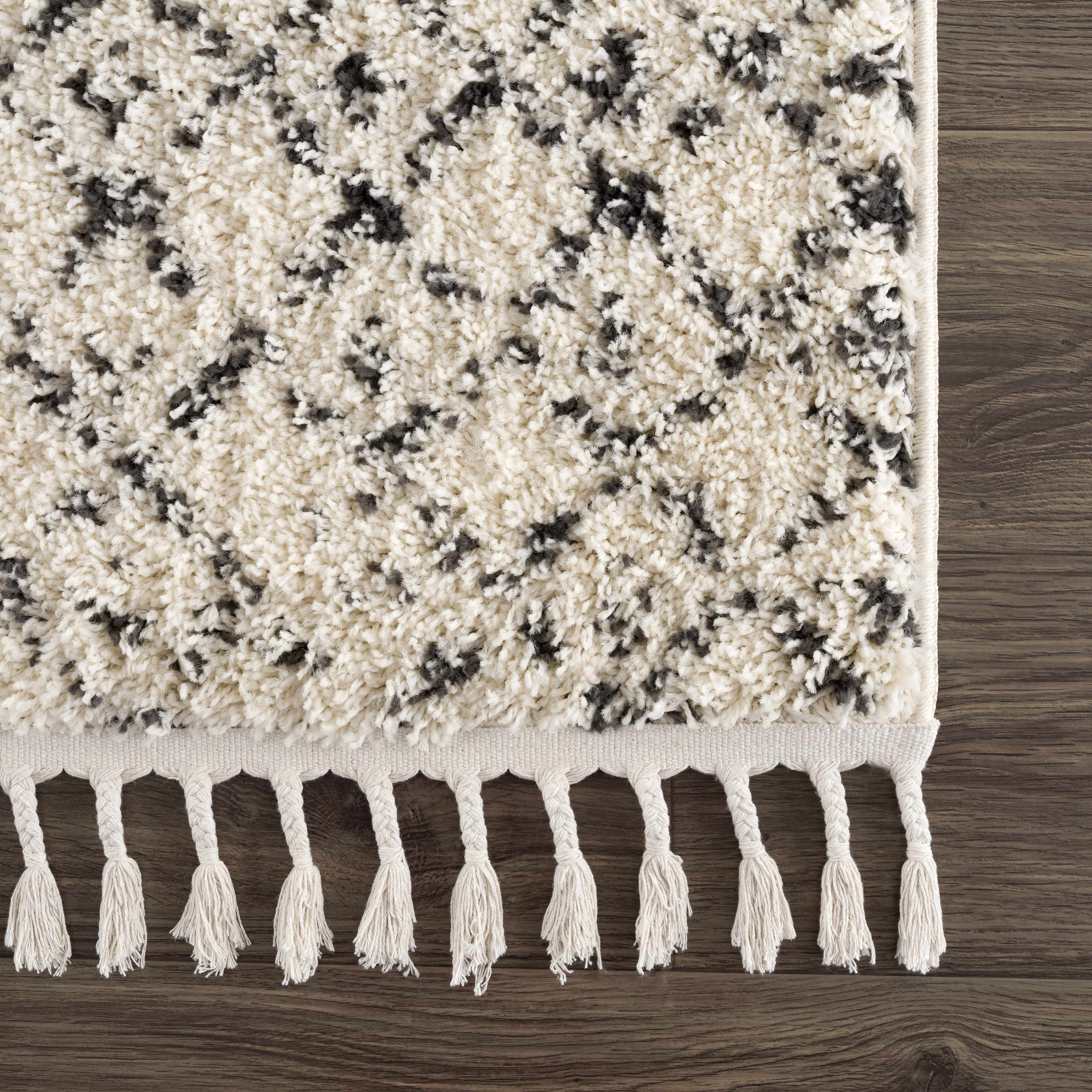 Kibureau Cream Trellis Shag Area Rug - Decor Addict, LLC