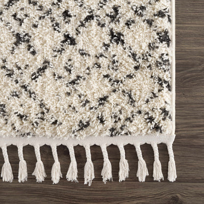 Kibureau Cream Trellis Shag Area Rug - Decor Addict, LLC