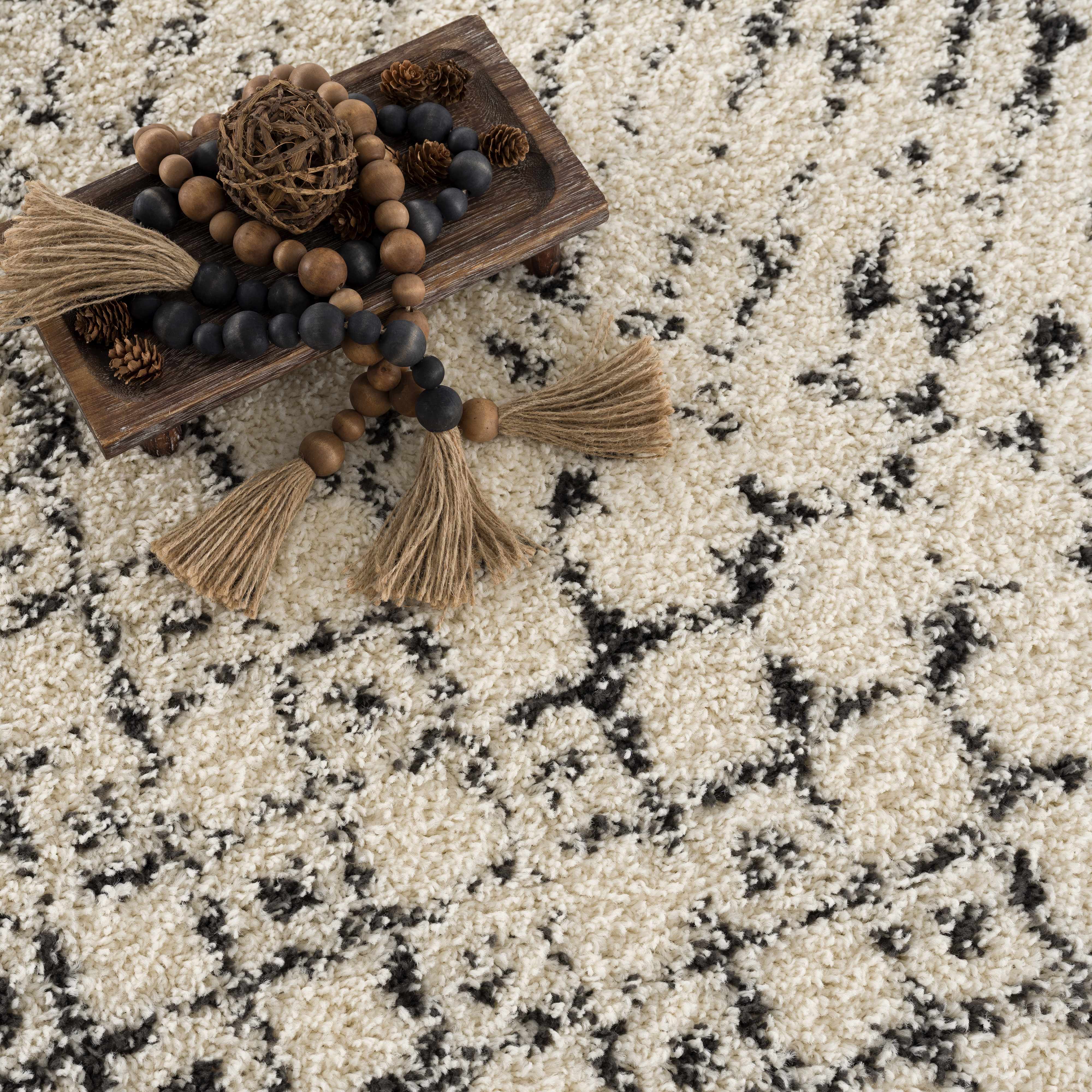 Kibureau Cream Trellis Shag Area Rug - Decor Addict, LLC