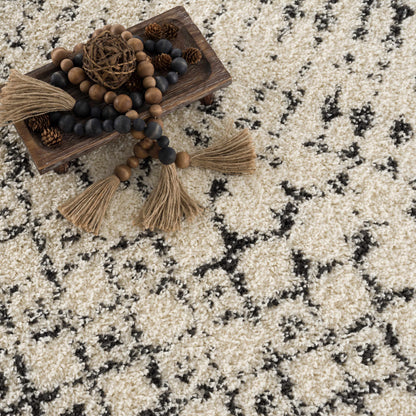 Kibureau Cream Trellis Shag Area Rug - Decor Addict, LLC