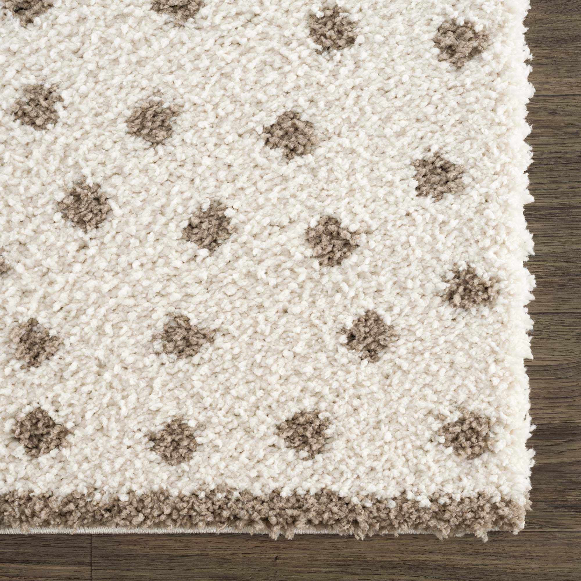 Chaia Dotted Cream & Brown Plush Rug - Decor Addict, LLC
