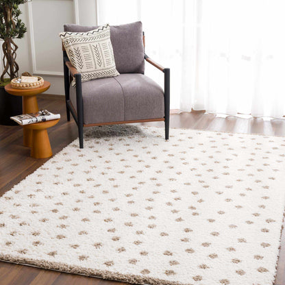 Chaia Dotted Cream & Brown Plush Rug - Decor Addict, LLC