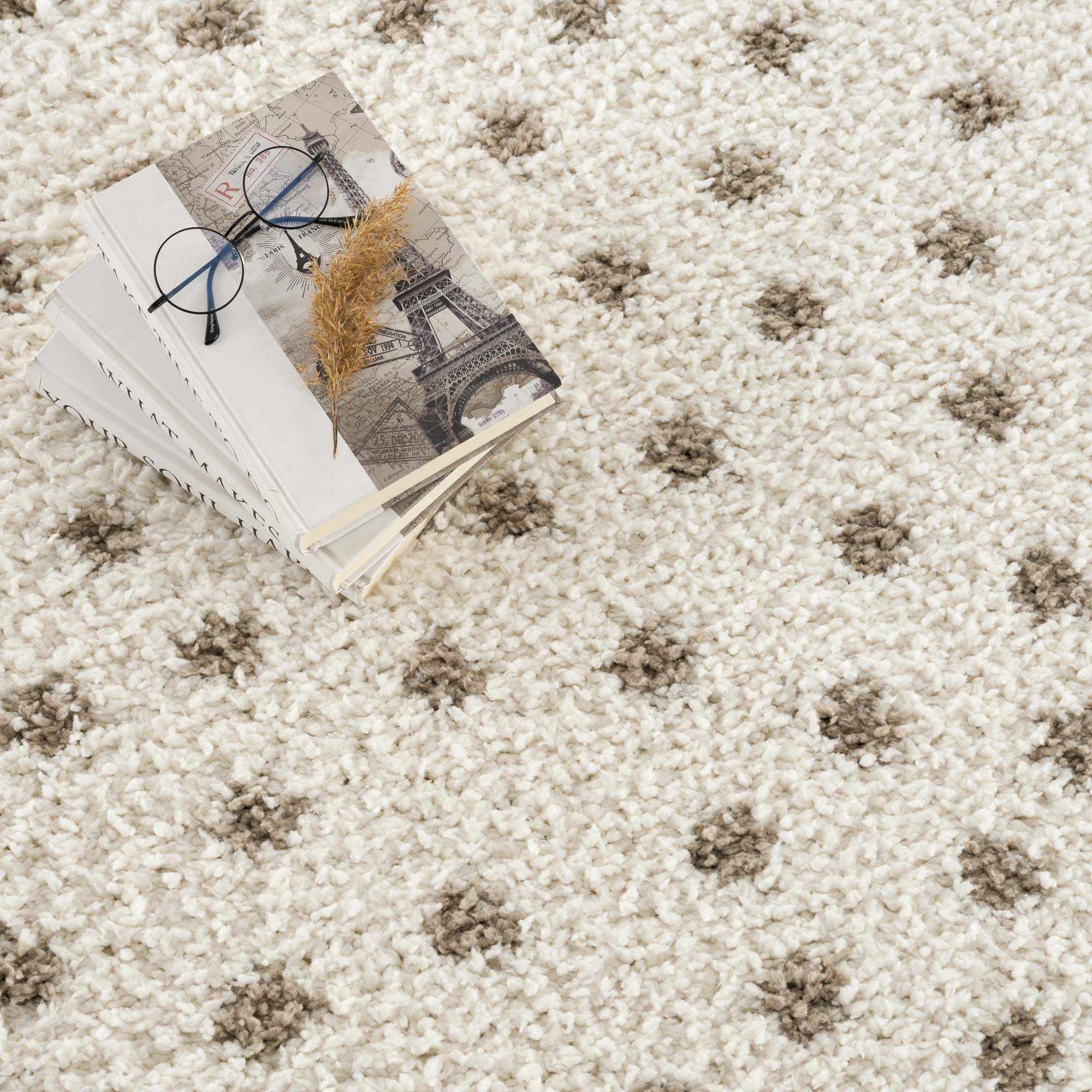 Chaia Dotted Cream & Brown Plush Rug - Decor Addict, LLC