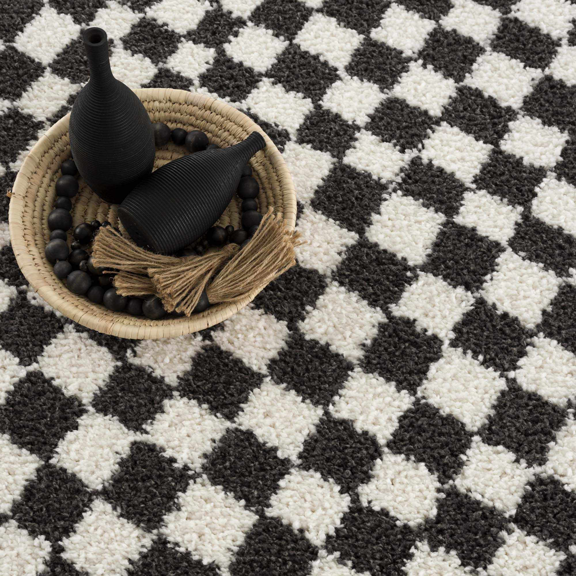 Kieu Black & White Checkered Area Rug - Decor Addict, LLC