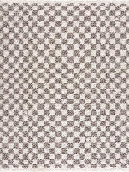 Kieu Taupe Checkered Area Rug - Decor Addict, LLC
