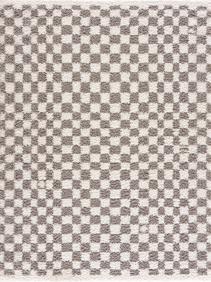 Kieu Taupe Checkered Area Rug - Decor Addict, LLC