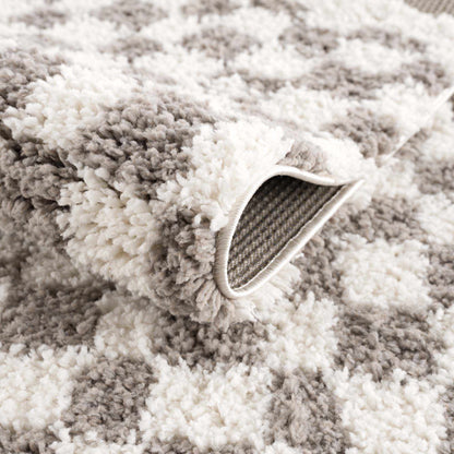 Kieu Taupe Checkered Area Rug - Decor Addict, LLC