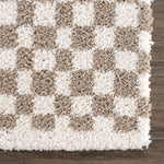 Kieu Light Gray & Taupe Checkered Area Rug - Decor Addict, LLC