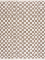 Kieu Light Gray & Taupe Checkered Area Rug - Decor Addict, LLC