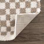 Kieu Light Gray & Taupe Checkered Area Rug - Decor Addict, LLC