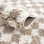 Kieu Light Gray & Taupe Checkered Area Rug - Decor Addict, LLC