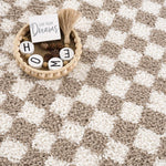 Kieu Light Gray & Taupe Checkered Area Rug - Decor Addict, LLC