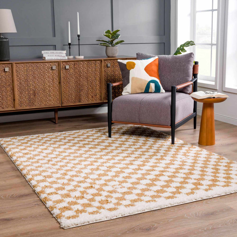 Kieu Yellow & White Checkered Area Rug - Decor Addict, LLC