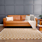 Kieu Yellow & White Checkered Area Rug - Decor Addict, LLC