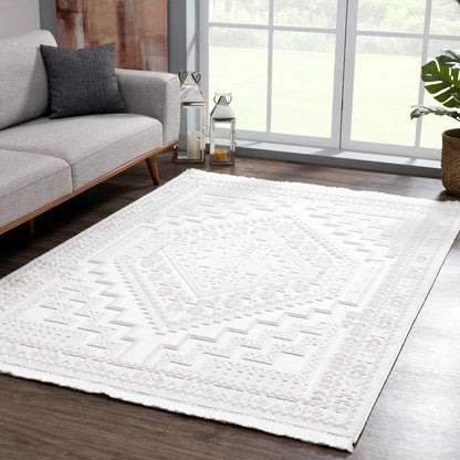 Alya White Fringe Rug - Decor Addict, LLC