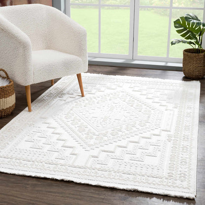 Alya White Fringe Rug - Decor Addict, LLC