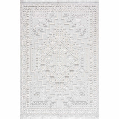 Alya White Fringe Rug - Decor Addict, LLC