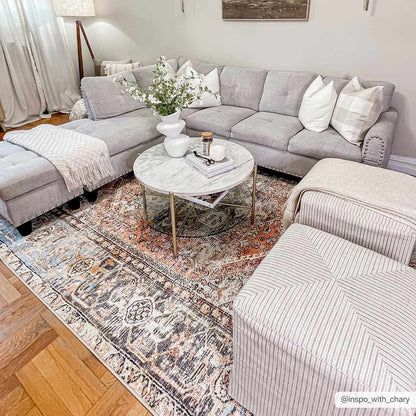 Beck Peach Washable Area Rug - Decor Addict, LLC