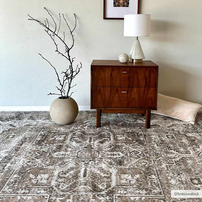 Hera Brown&Cream Washable Area Rug - Decor Addict, LLC