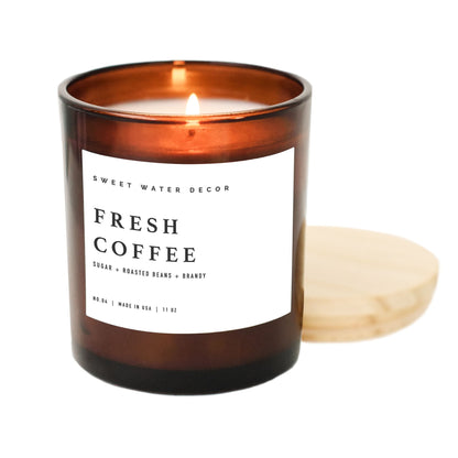Fresh Coffee Soy Candle - Amber Jar - 11 oz - Decor Addict, LLC