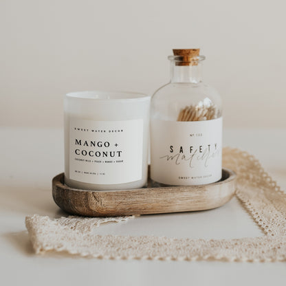 Mango and Coconut Soy Candle - White Jar - 11 oz - Decor Addict, LLC