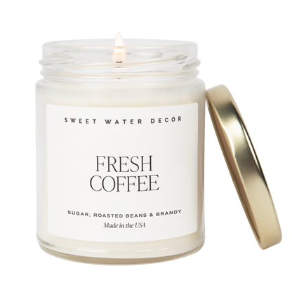 Fresh Coffee Soy Candle - Clear Jar - 9 oz - Decor Addict, LLC