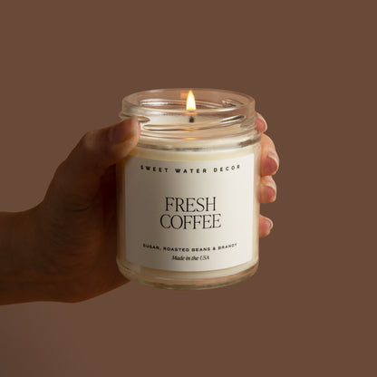 Fresh Coffee Soy Candle - Clear Jar - 9 oz - Decor Addict, LLC