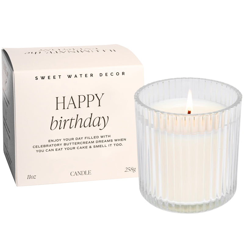 Happy Birthday Soy Candle - Ribbed Glass Jar with Box - 11 oz