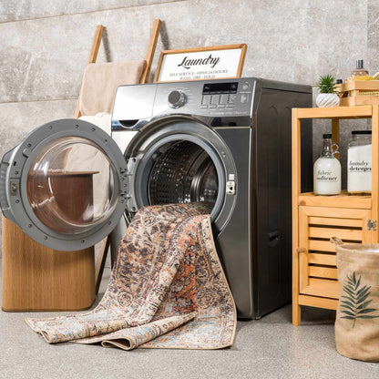 Beck Peach Washable Area Rug - Decor Addict, LLC