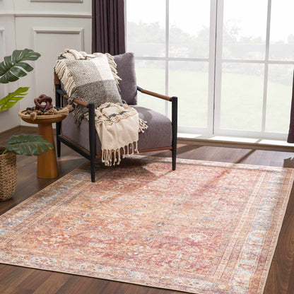 Anshu Peach Washable Area Rug - Decor Addict, LLC