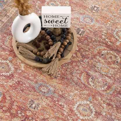Anshu Peach Washable Area Rug - Decor Addict, LLC