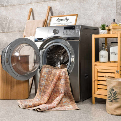 Anshu Peach Washable Area Rug - Decor Addict, LLC