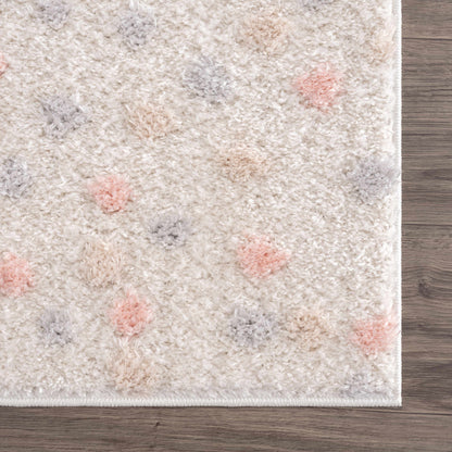 Cansu Pink & Cream Dotted Area Rug - Decor Addict, LLC