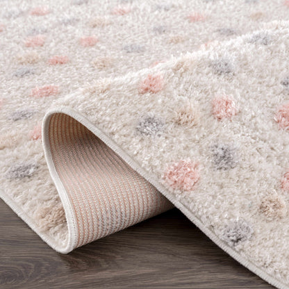 Cansu Pink & Cream Dotted Area Rug - Decor Addict, LLC