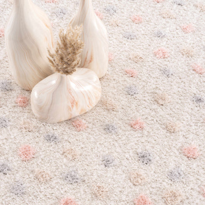 Cansu Pink & Cream Dotted Area Rug - Decor Addict, LLC